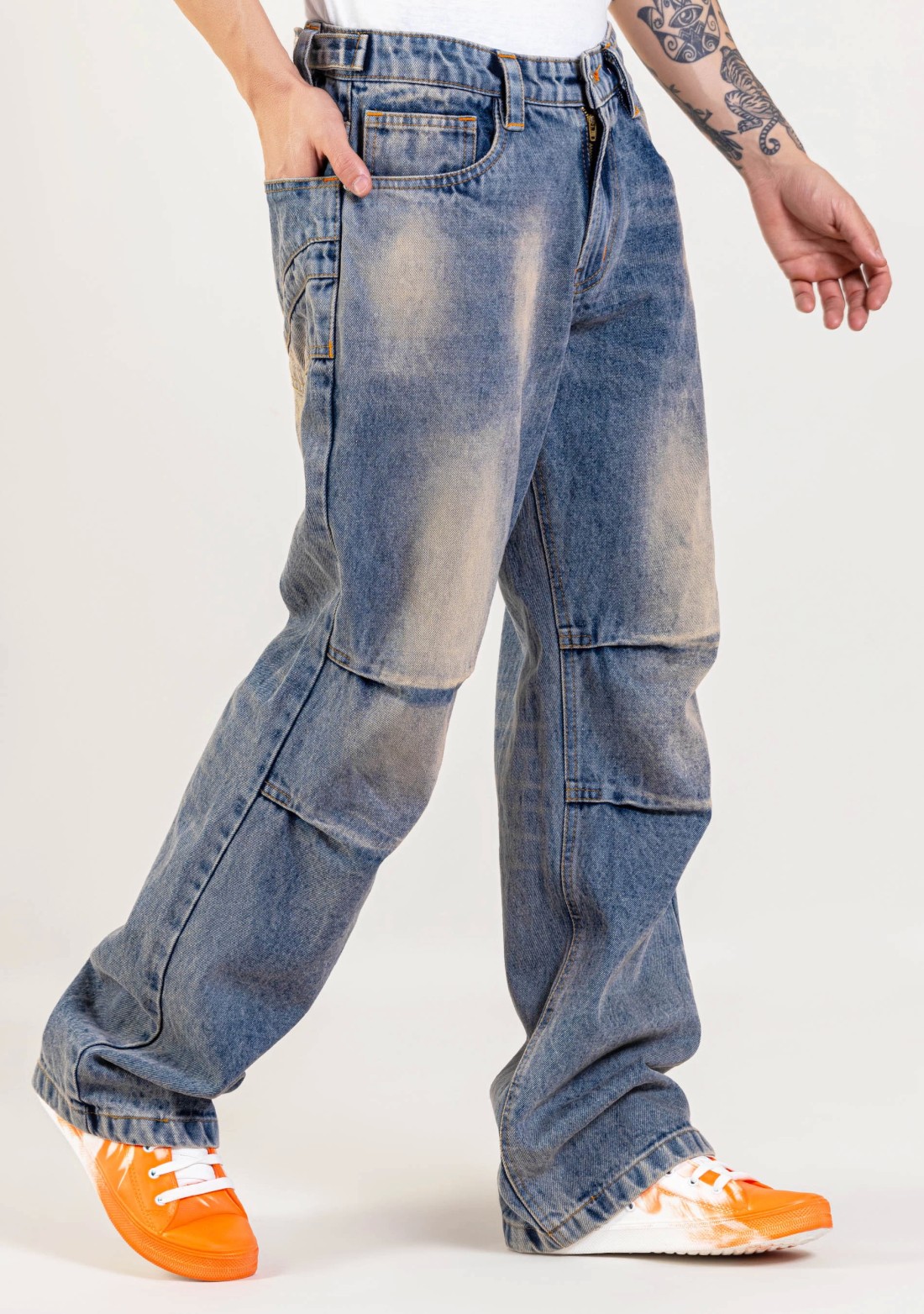 Blue Wide Leg Men's Fashion Jeans