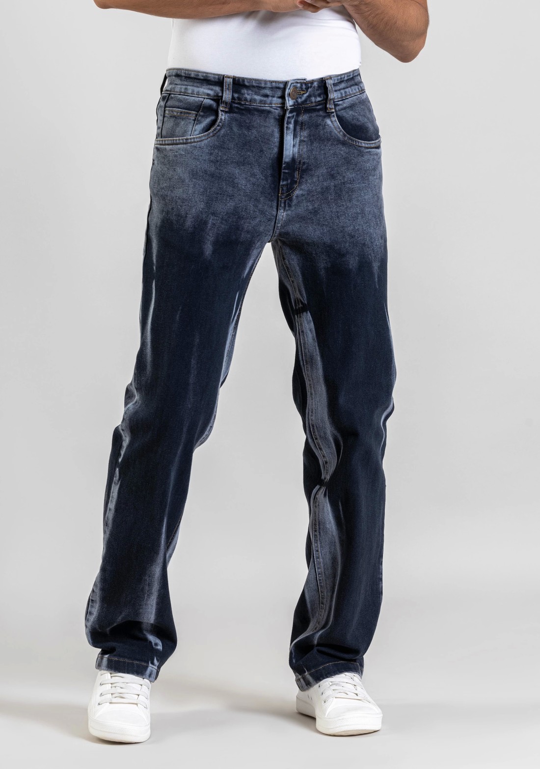 Blackish Grey Wide Leg Men's Fashion Jeans