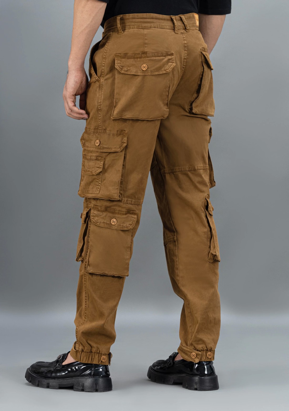 Rust Straight Relaxed Fit Rhysley Men's Cargo Trousers