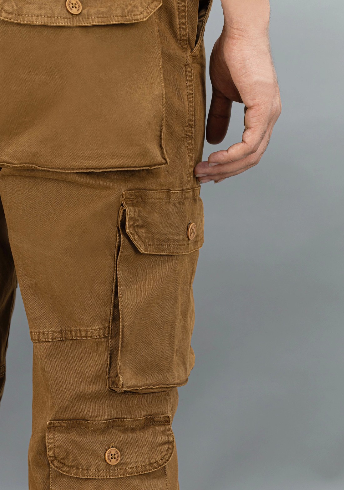 Rust Straight Relaxed Fit Rhysley Men's Cargo Trousers