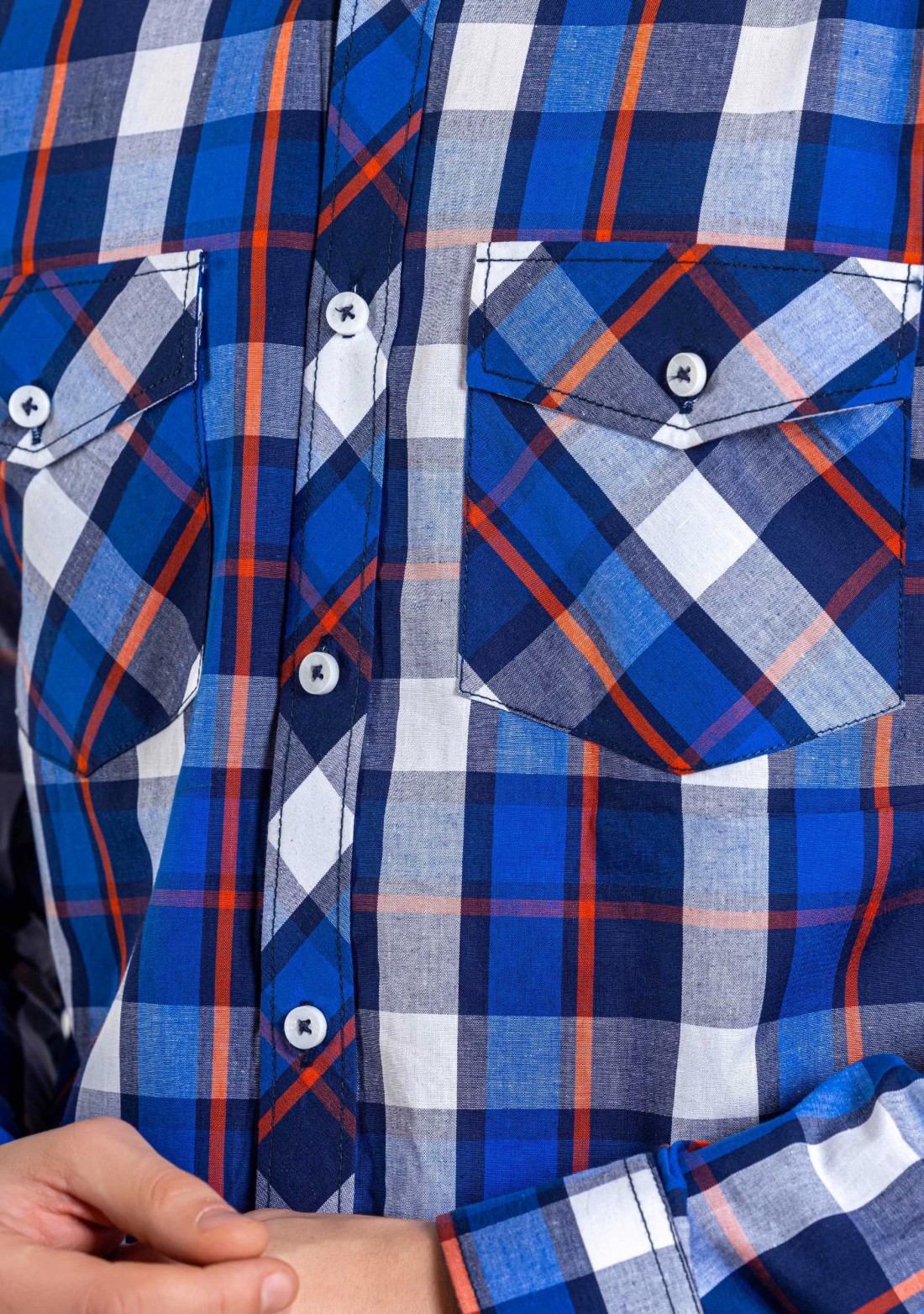 Blue Regular Fit Men's Cotton Check Shirt