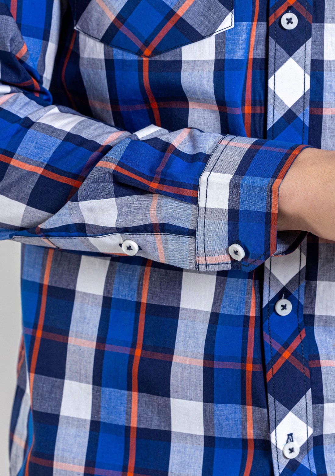 Blue Regular Fit Men's Cotton Check Shirt