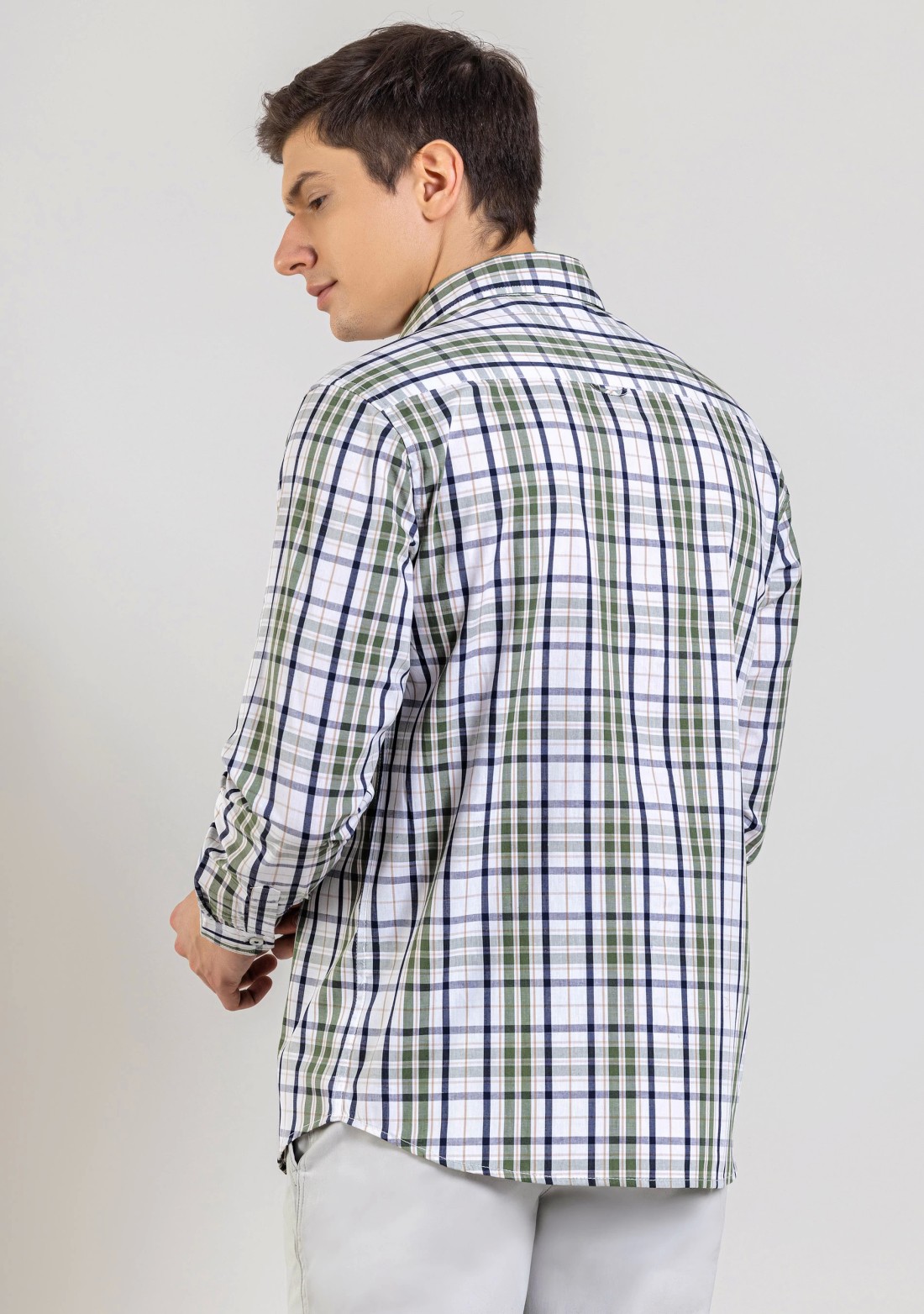 Green Regular Fit Men's Cotton Check Shirt