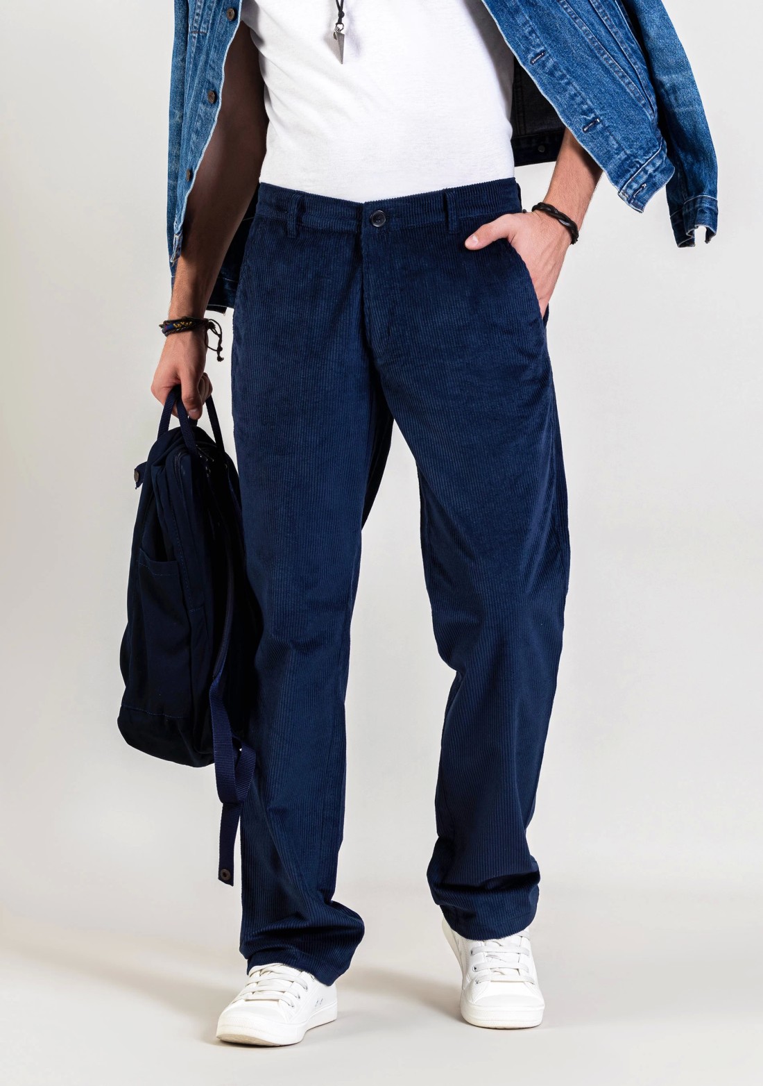 Blue Regular Fit Men’s Casual Corduroy Trousers