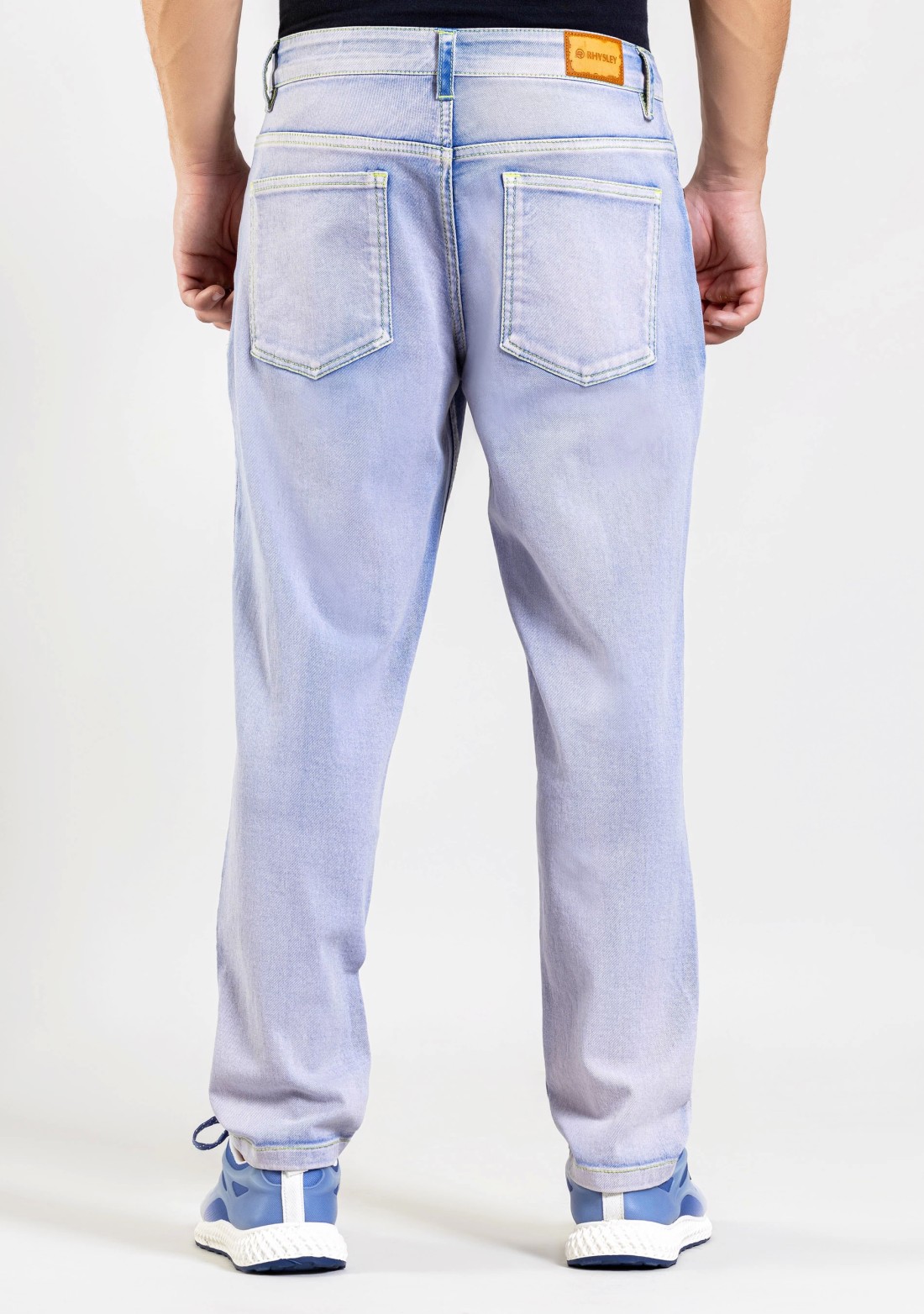 Ice Blue Relaxed Straight Fit Men's Fashion Jeans