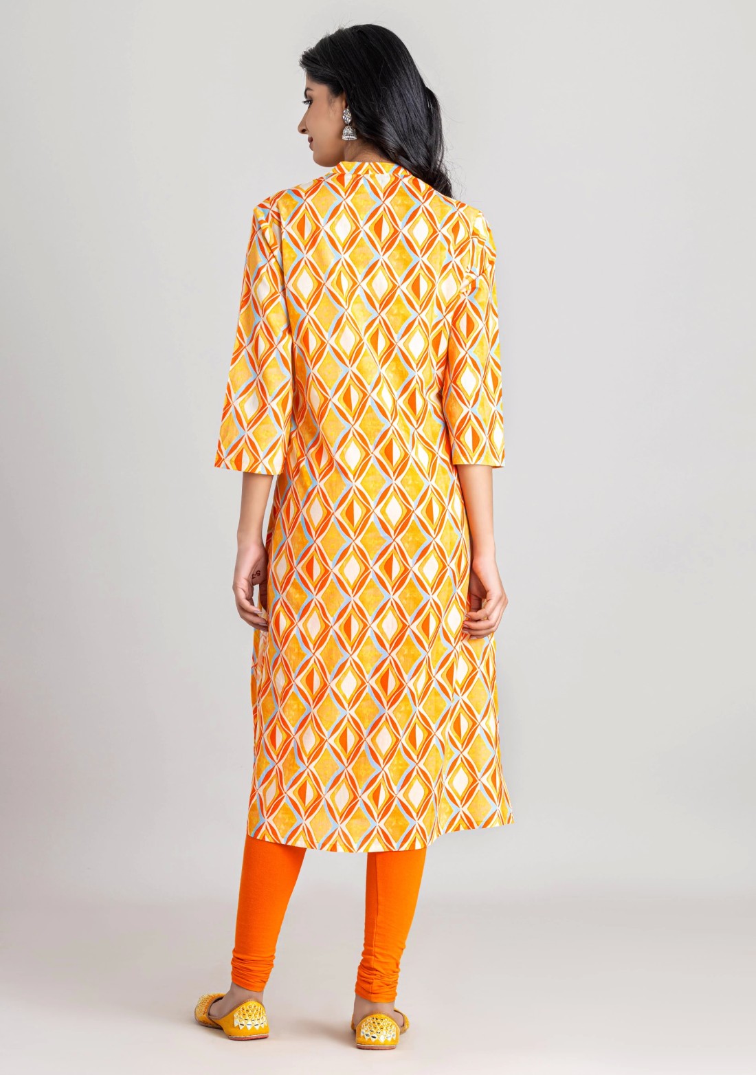 Multi Colour Abstract Print Cotton Button Down Straight Kurta