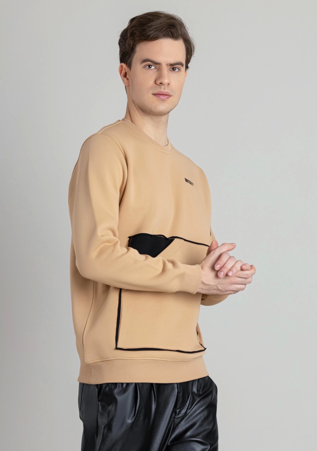 Light Brown Regular Fit Men's Sweatshirt