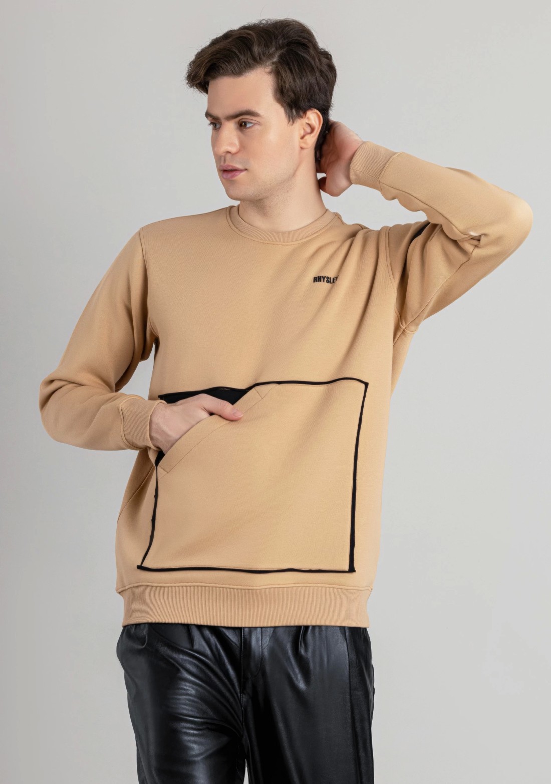 Light Brown Regular Fit Men's Sweatshirt