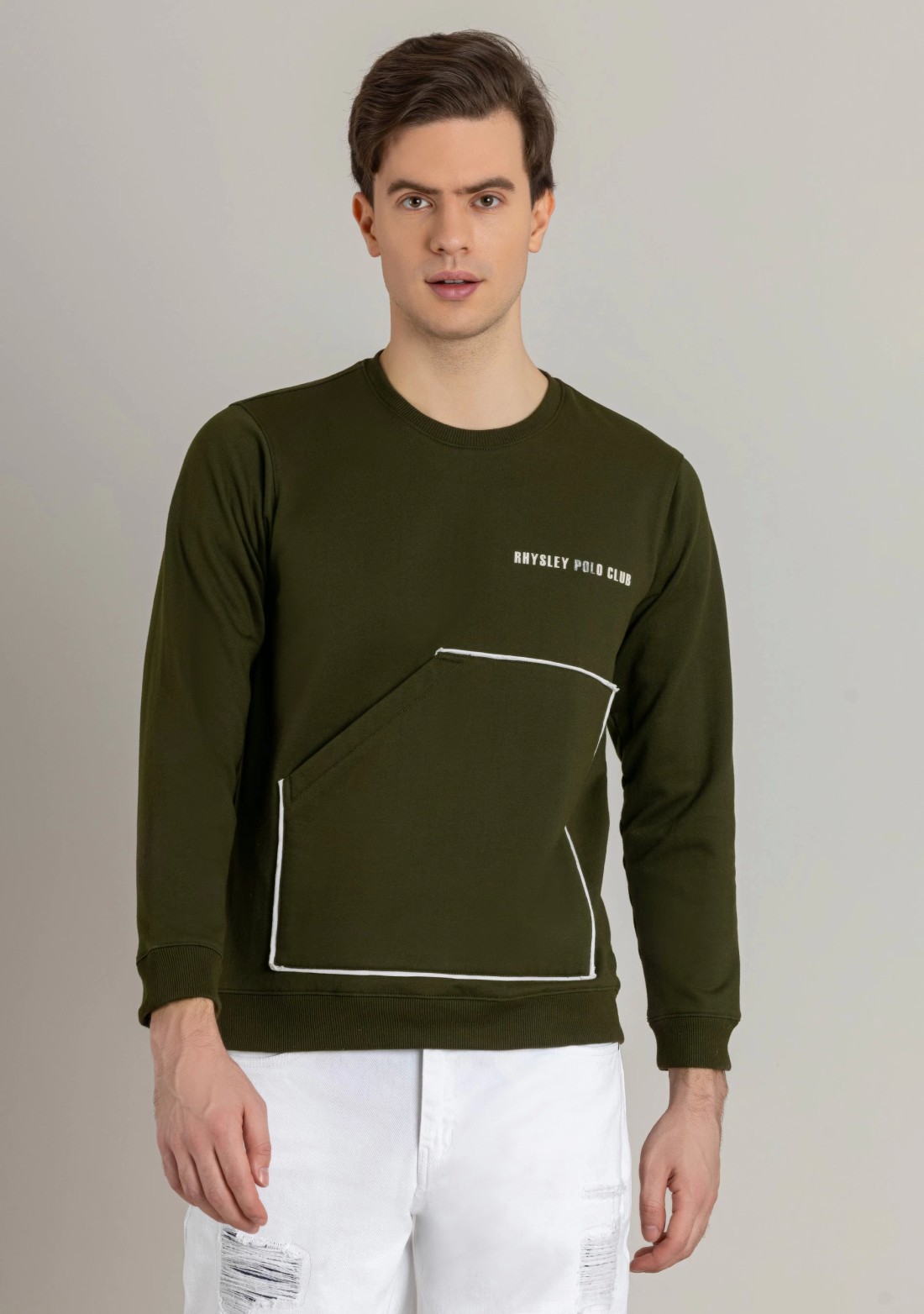 Olive Regular Fit Men's Sweatshirt