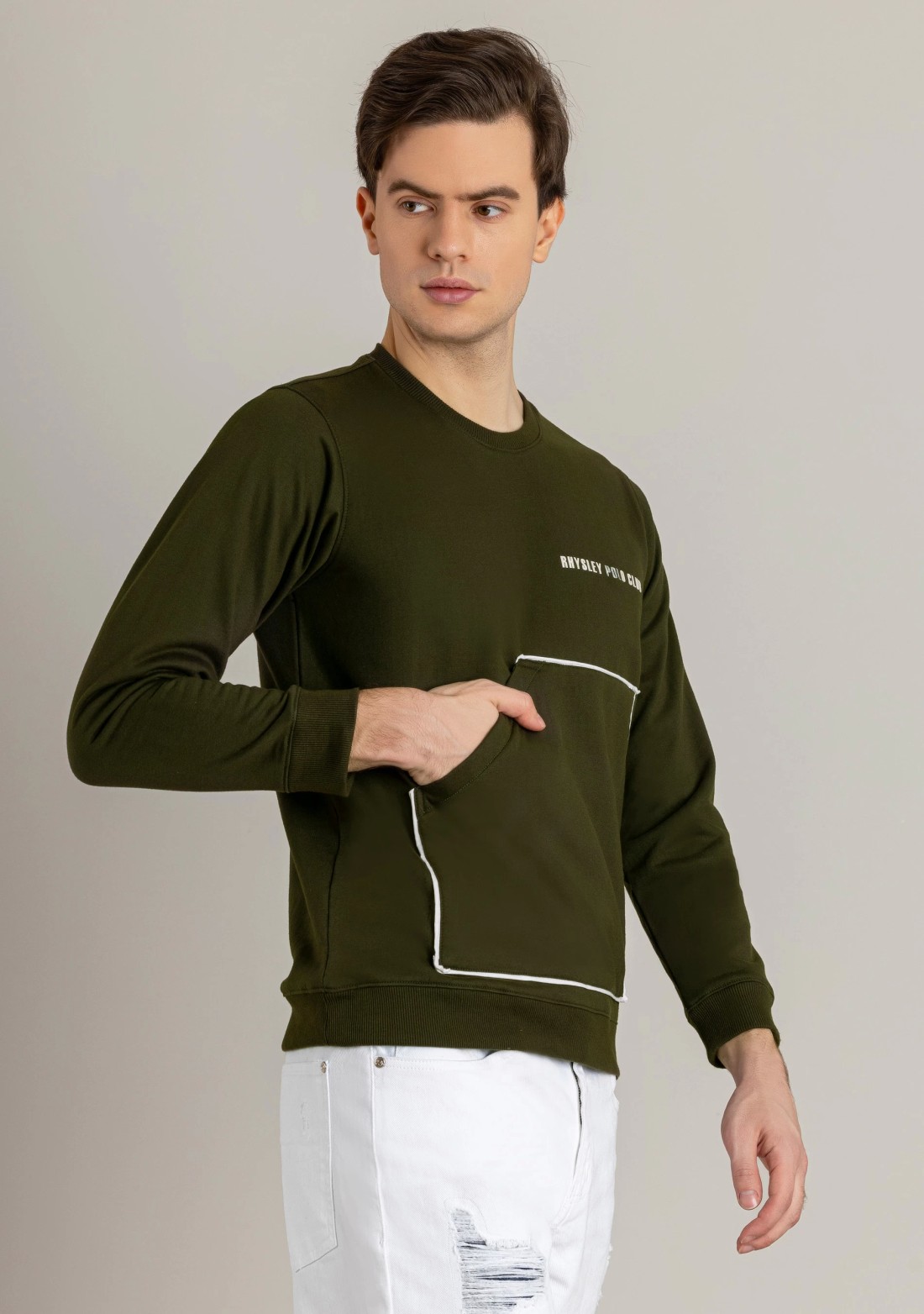 Olive Regular Fit Men's Sweatshirt