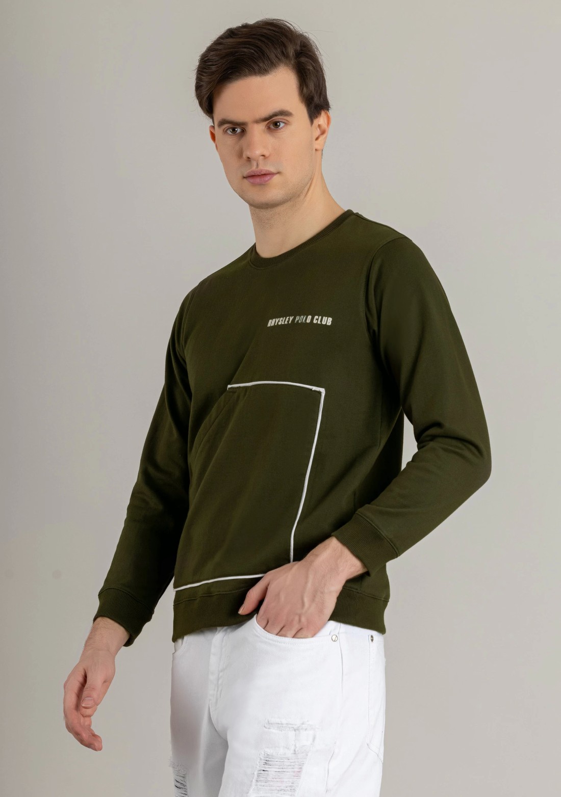 Olive Regular Fit Men's Sweatshirt