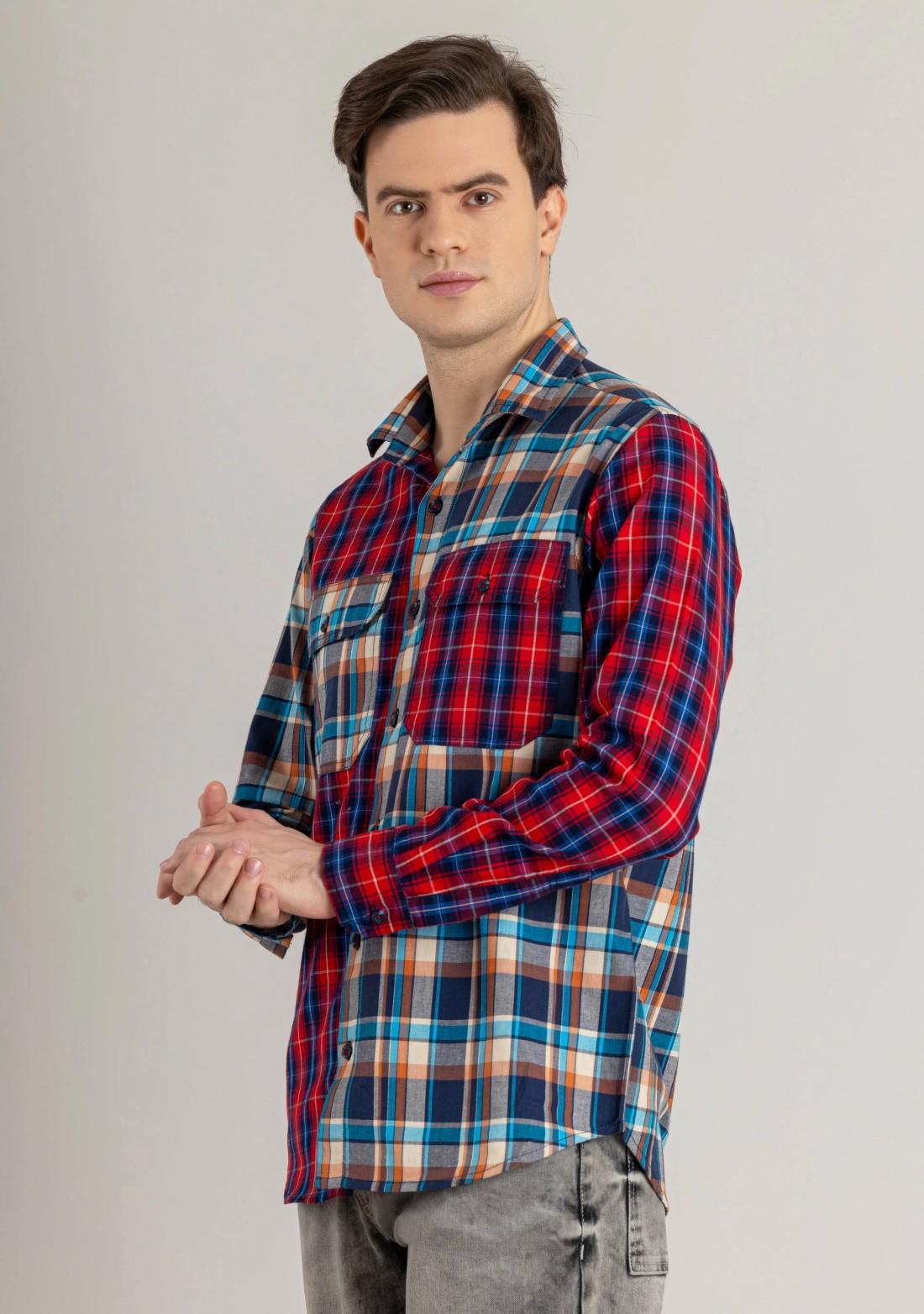 Multi Colour Regular Fit Men's Cotton Check Shirt