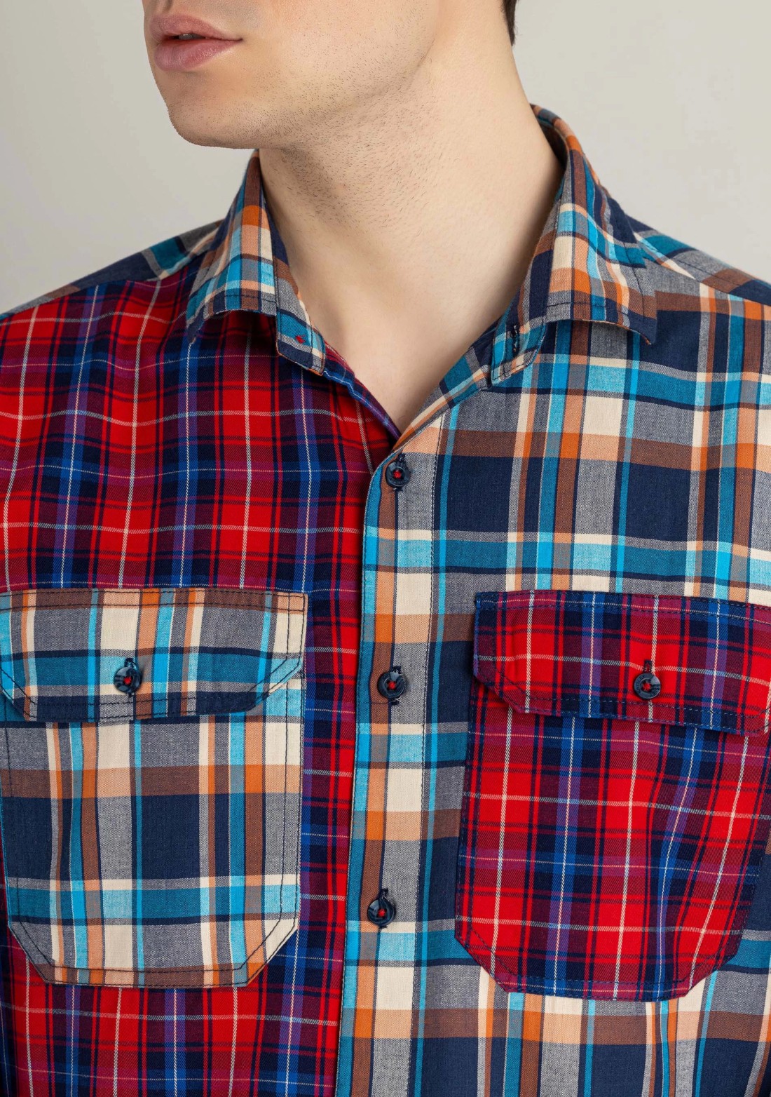 Multi Colour Regular Fit Men's Cotton Check Shirt