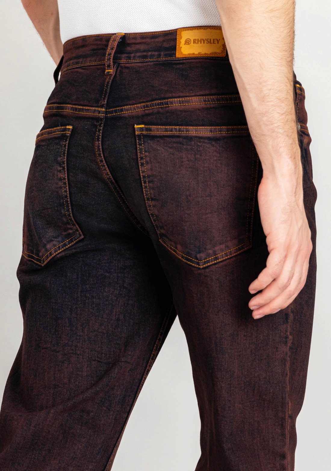 Brown Wide Leg Men's Dual Tone Jeans