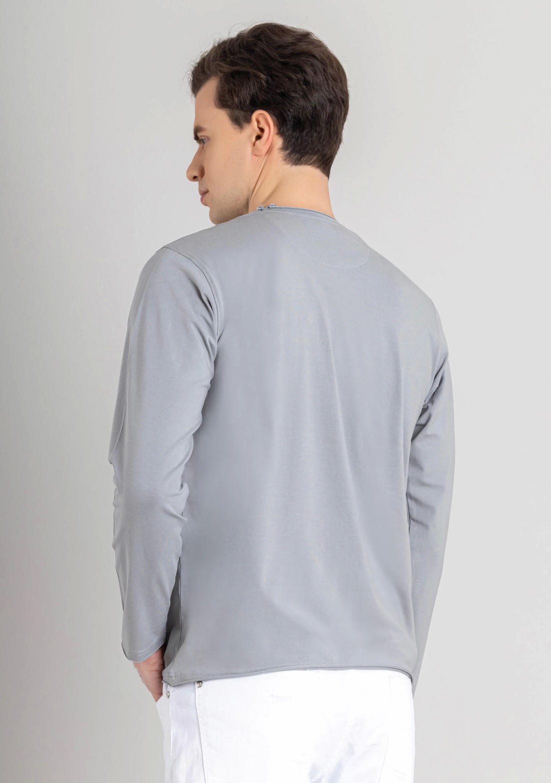 Grey Regular Fit Men's Full Sleeves T-Shirt