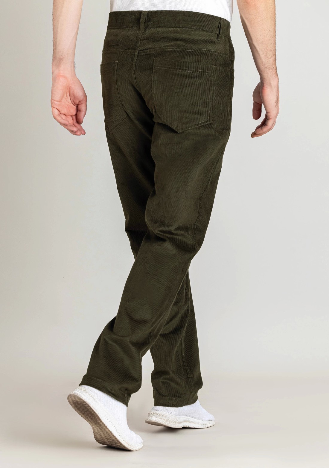 Olive Regular Fit Men’s Casual Corduroy Trousers