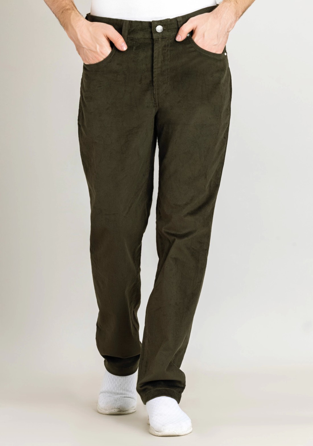 Olive Regular Fit Men’s Casual Corduroy Trousers