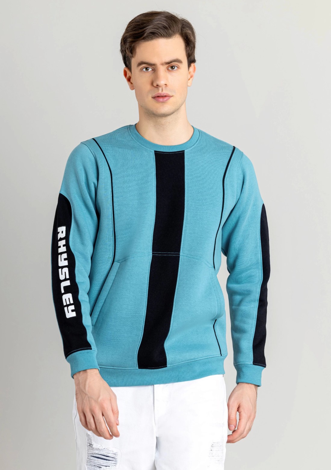 Turquoise Regular Fit Men's Sweatshirt