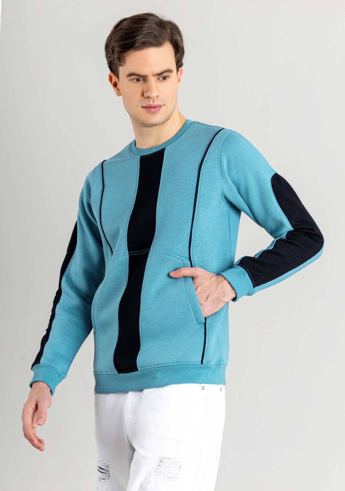 Turquoise Regular Fit Men's Sweatshirt