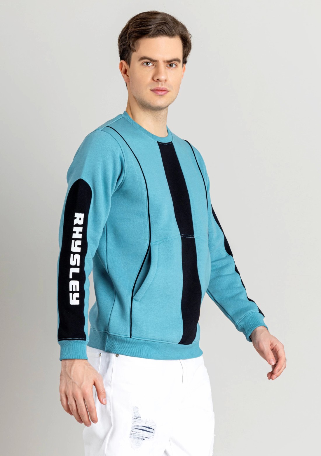 Turquoise Regular Fit Men's Sweatshirt