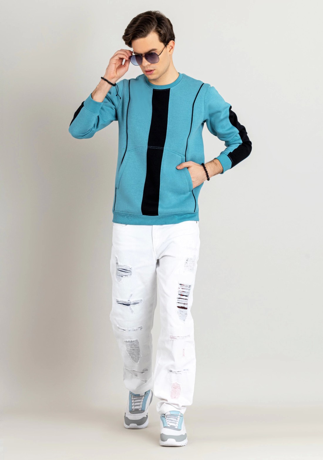 Turquoise Regular Fit Men's Sweatshirt