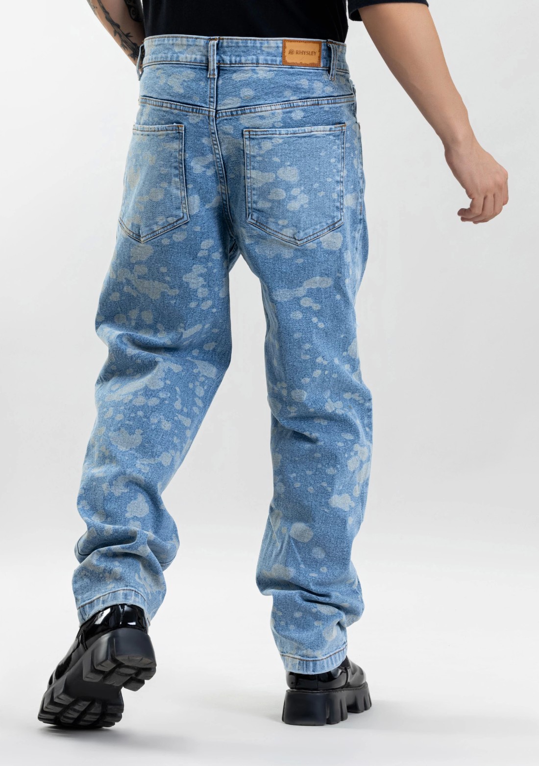 Blue Relaxed Straight Fit Men’s Distressed Jeans