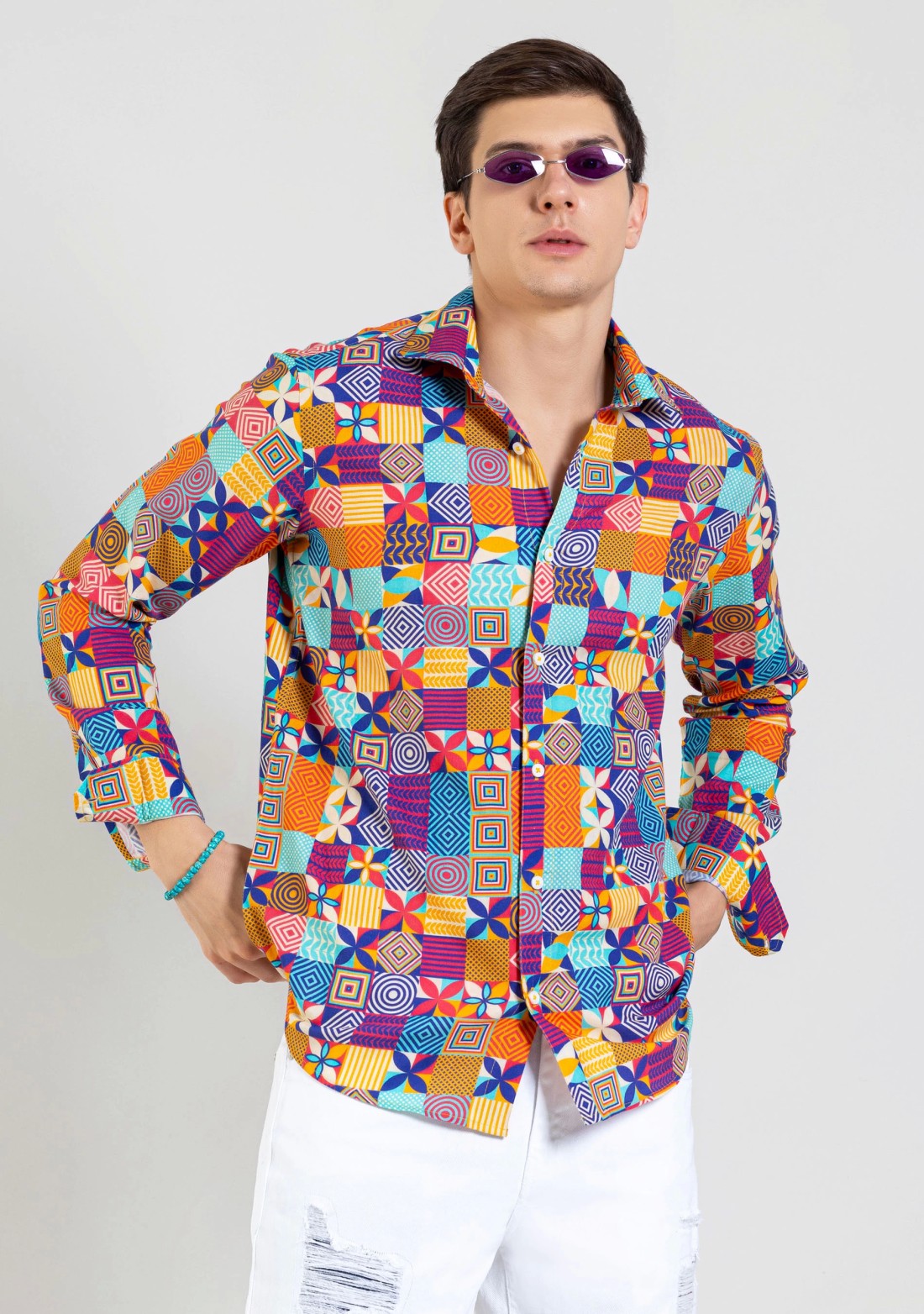 Multi-colour  Regular Fit Men's Casual  Printed  Shirt