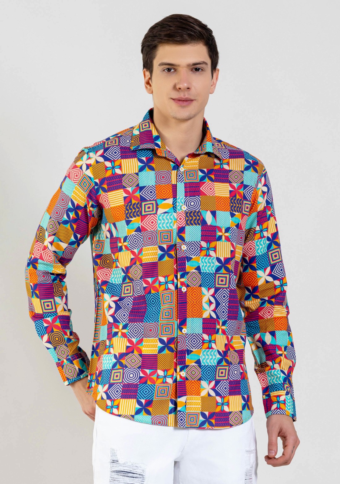 Multi-colour  Regular Fit Men's Casual  Printed  Shirt