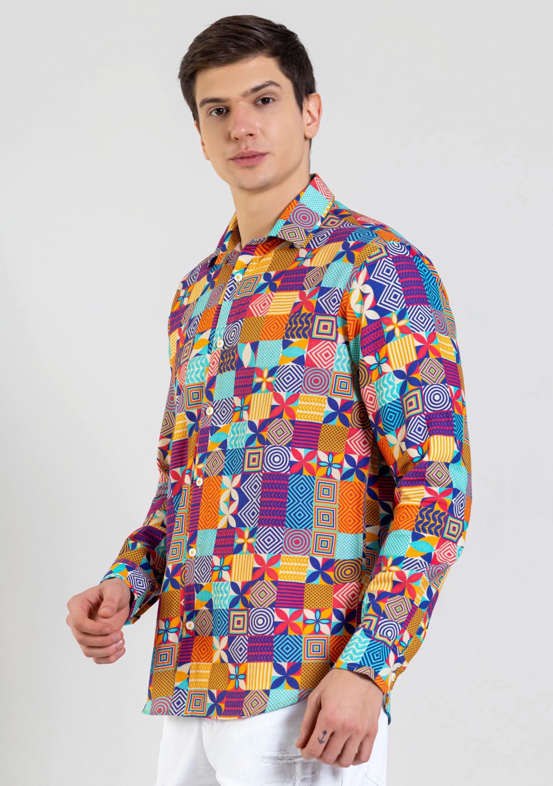 Multi-colour  Regular Fit Men's Casual  Printed  Shirt