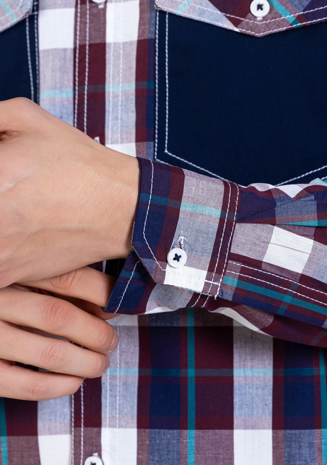 Maroon Regular Fit Men's Cotton Check Shirt