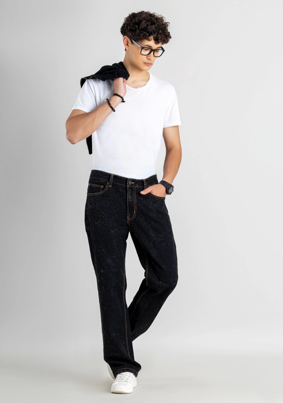 Black Wide Leg Style Men's Fashion Jeans