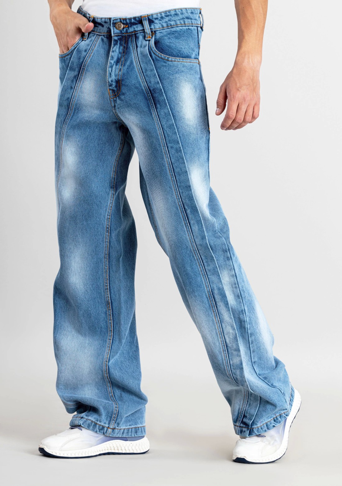 Blue Wide Leg Men's Jeans
