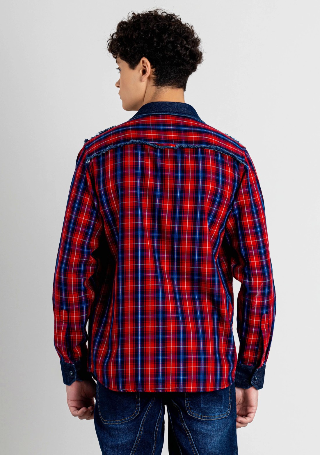 Red and Blue Regular Fit Men's Cotton Check Shirt