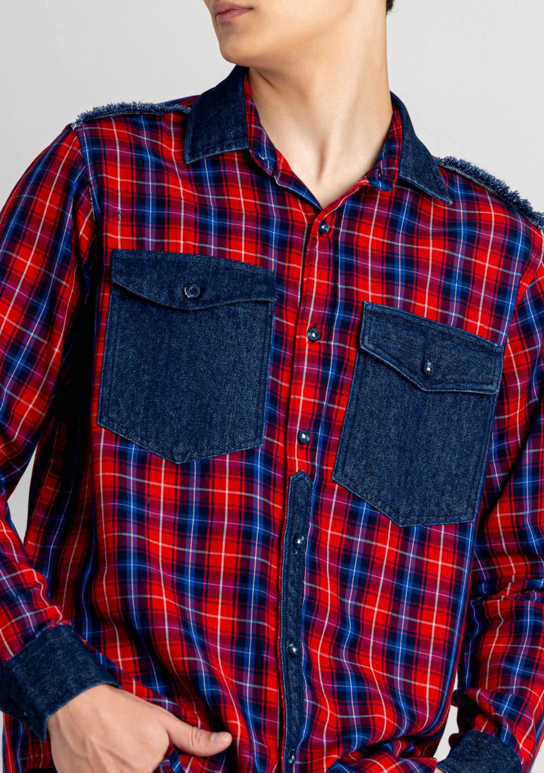 Red and Blue Regular Fit Men's Cotton Check Shirt