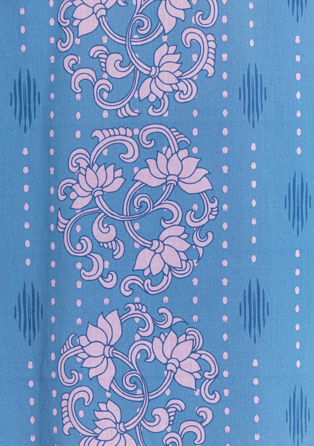 Light Blue Floral Print Cotton Straight Kurta