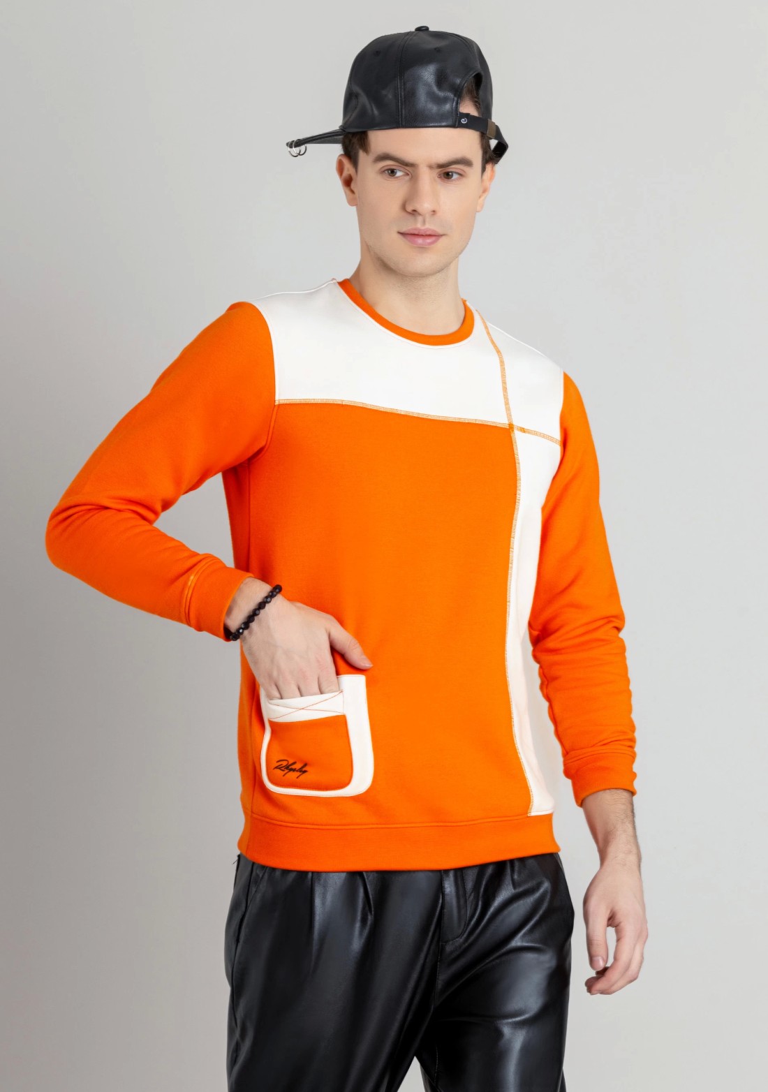 Orange Regular Fit Men's Sweatshirt