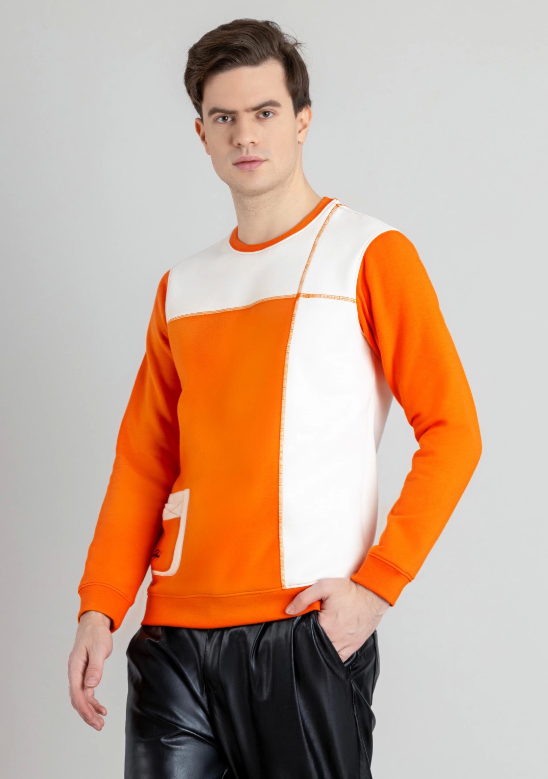 Orange Regular Fit Men's Sweatshirt