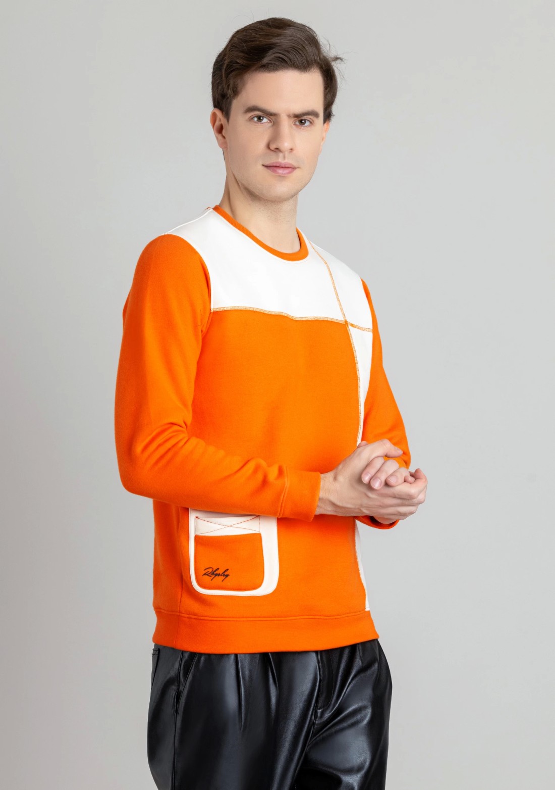 Orange Regular Fit Men's Sweatshirt