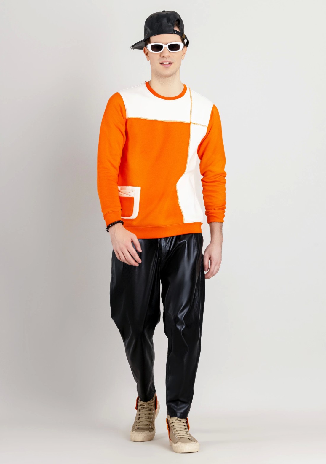 Orange Regular Fit Men's Sweatshirt