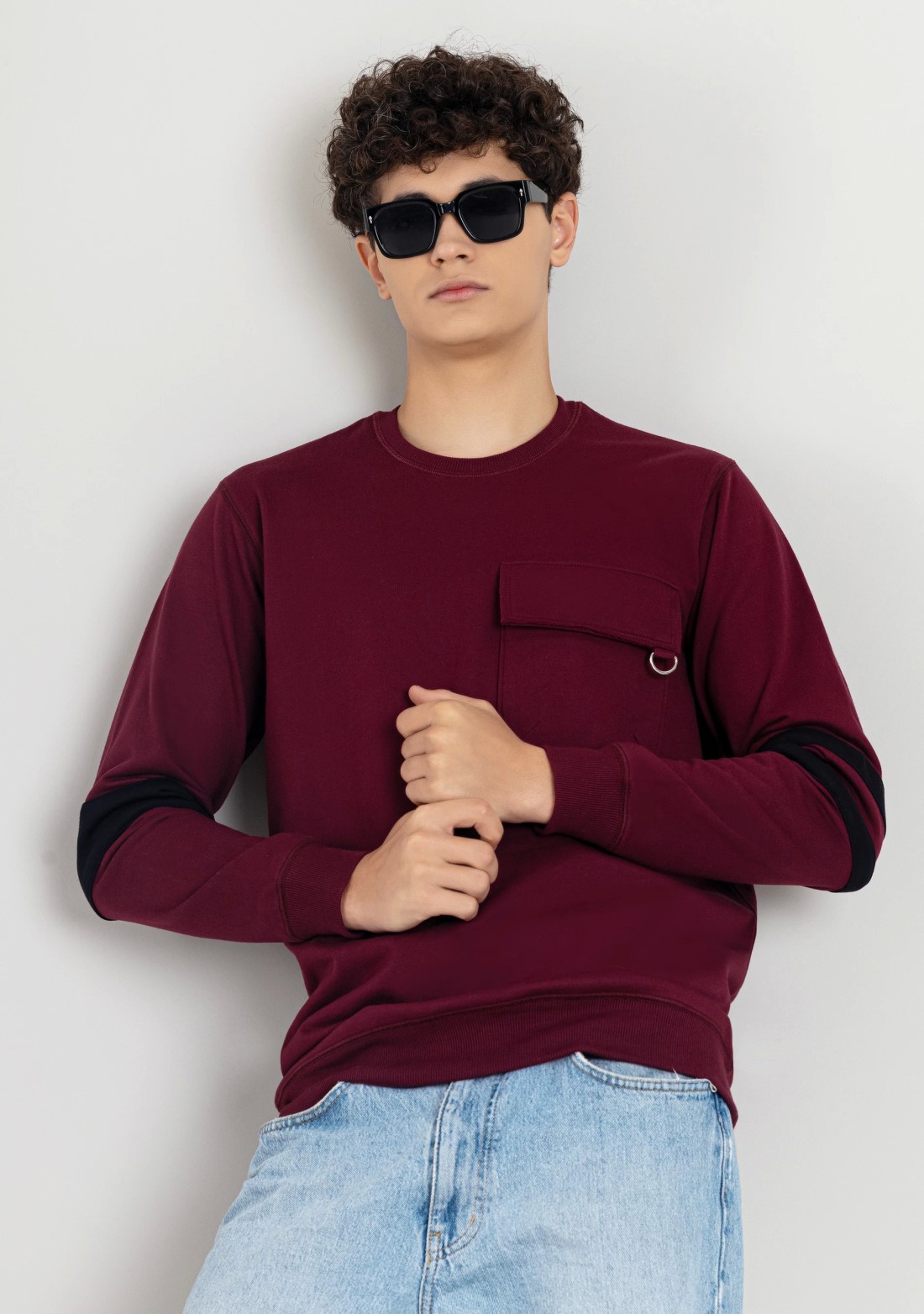 Maroon Regular Fit Men's Sweatshirt