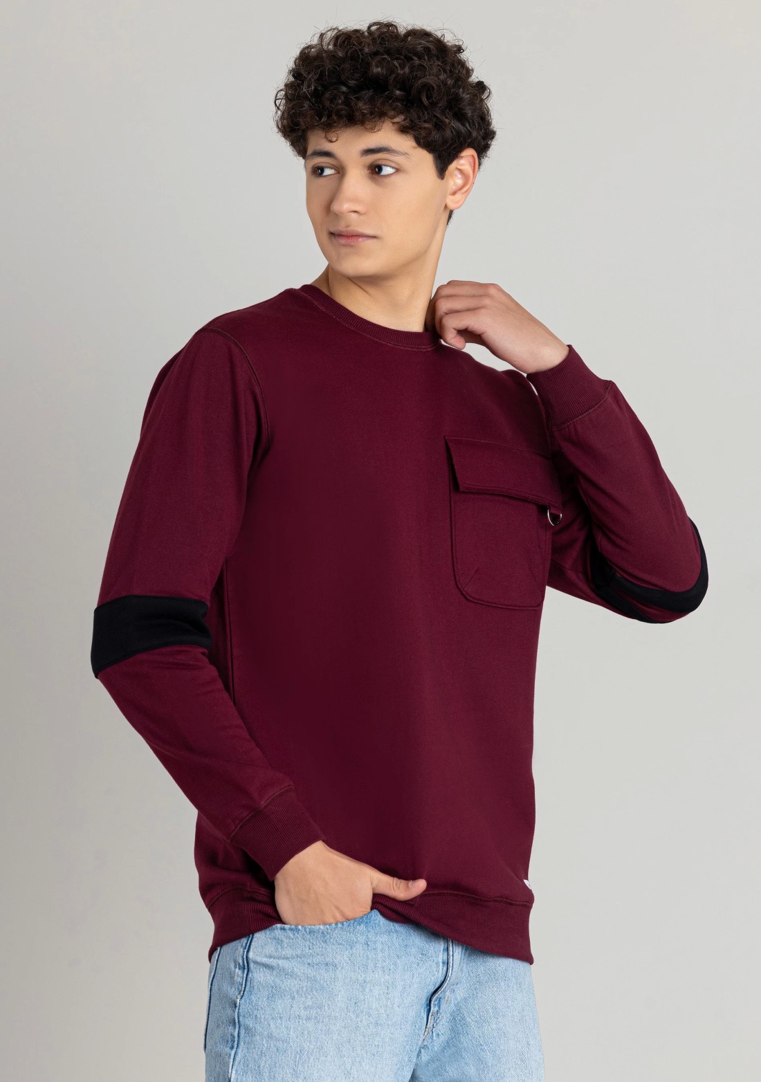 Maroon Regular Fit Men's Sweatshirt