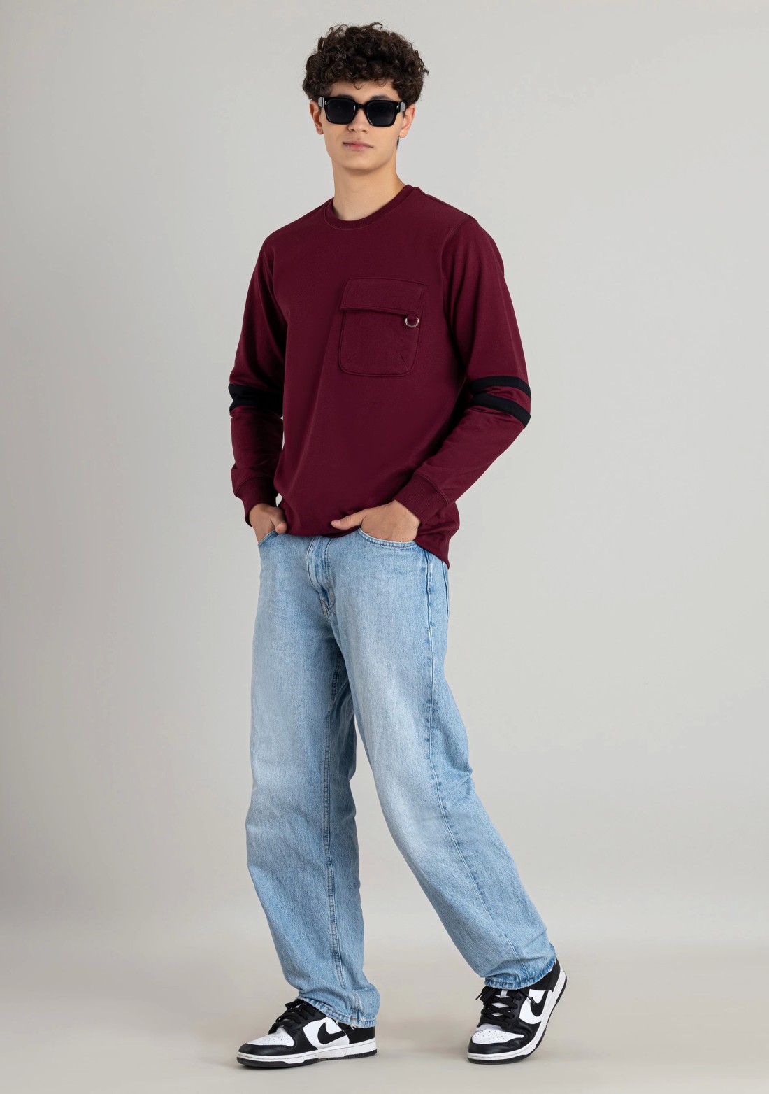 Maroon Regular Fit Men's Sweatshirt