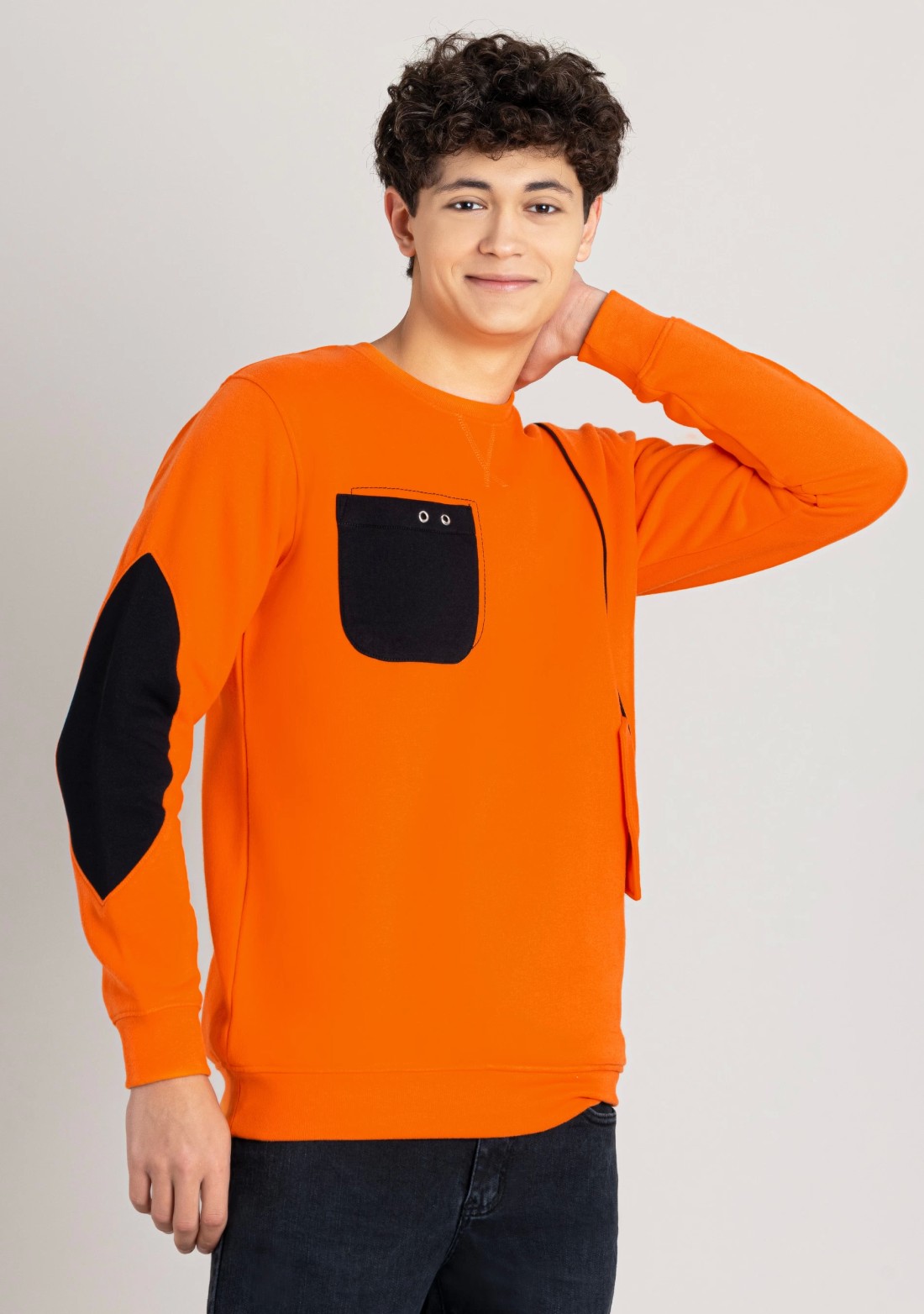 Orange Regular Fit Men's Sweatshirt