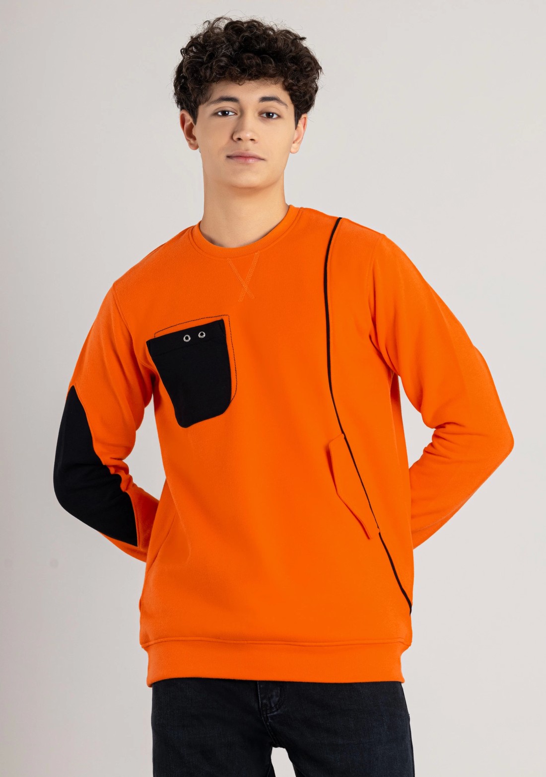 Orange Regular Fit Men's Sweatshirt