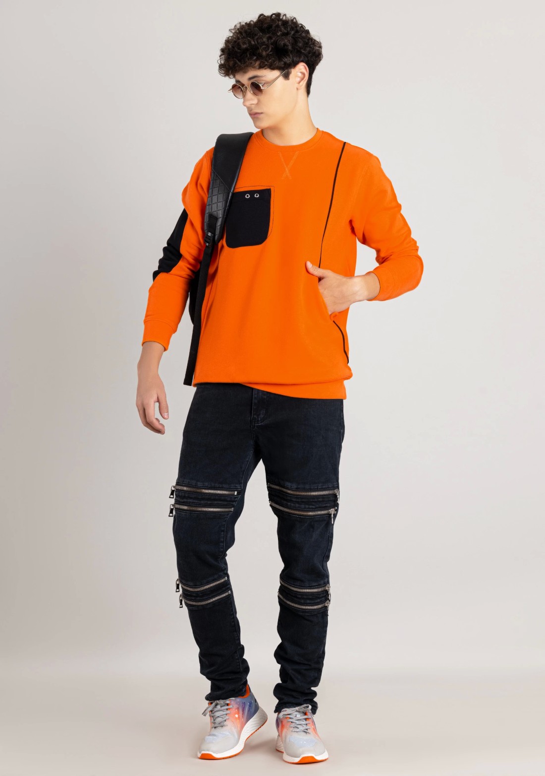 Orange Regular Fit Men's Sweatshirt