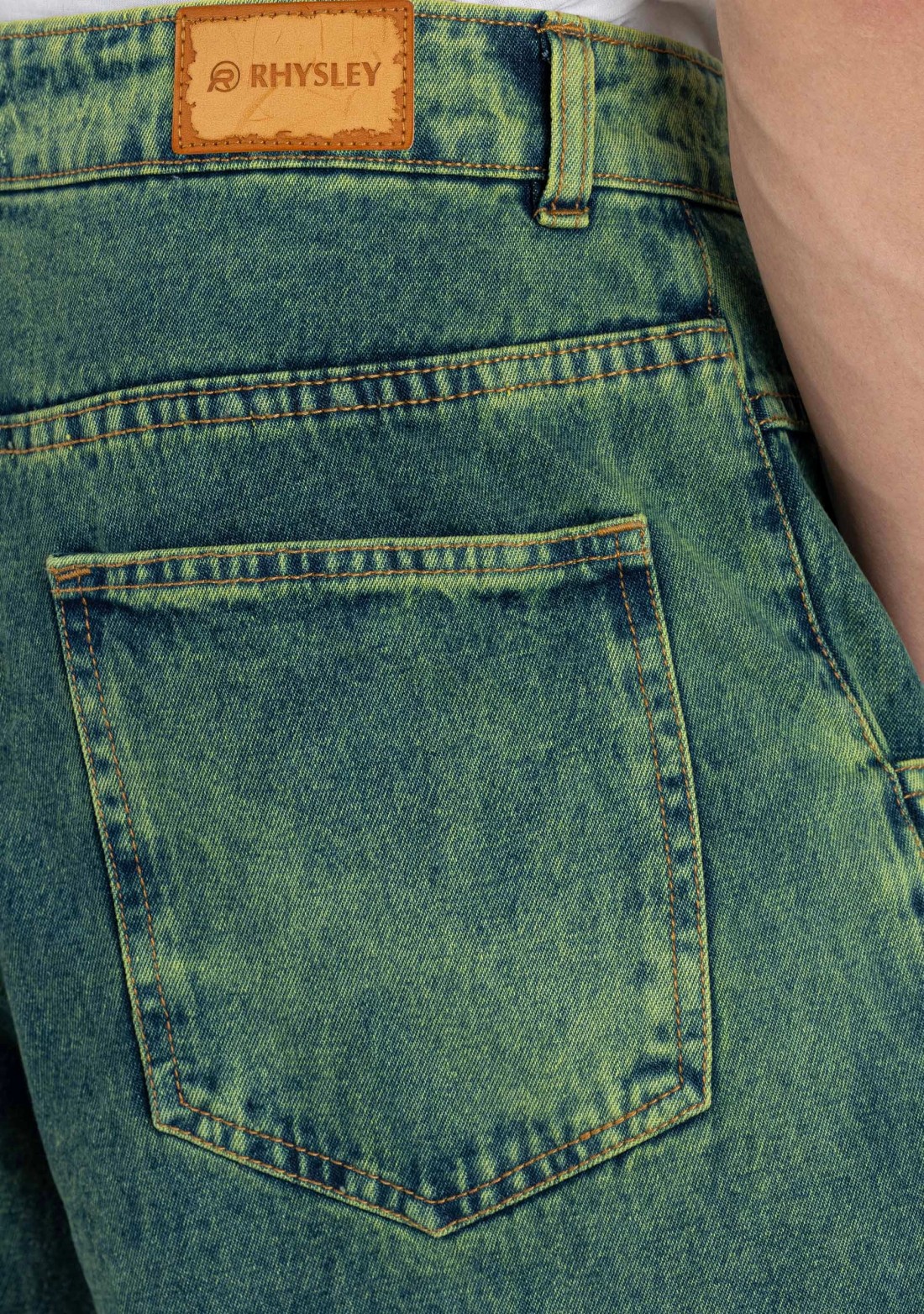 Bluish Green Wide Leg Men's Jeans