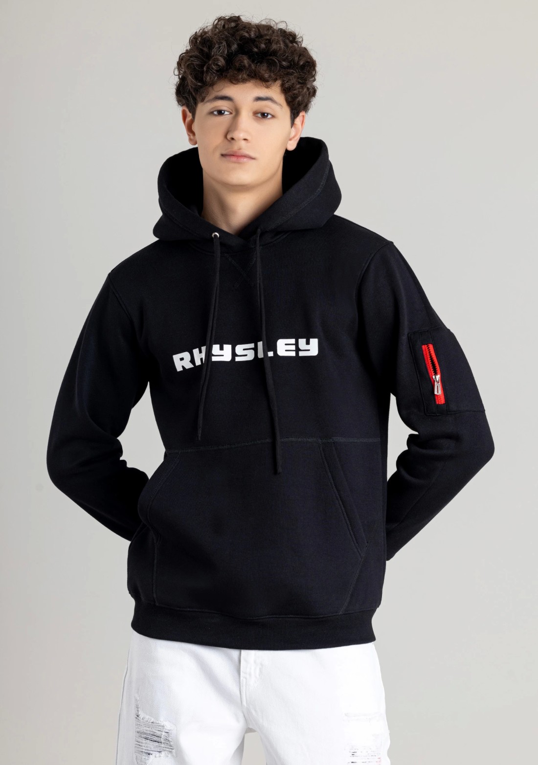 Black Regular Fit Men's Hooded Sweatshirt