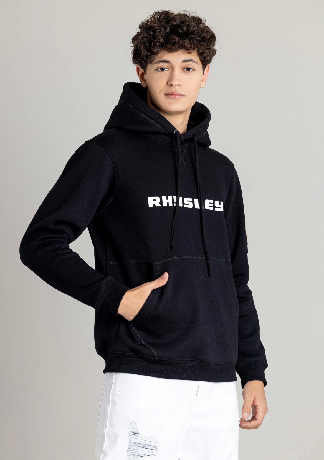 Black Regular Fit Men's Hooded Sweatshirt