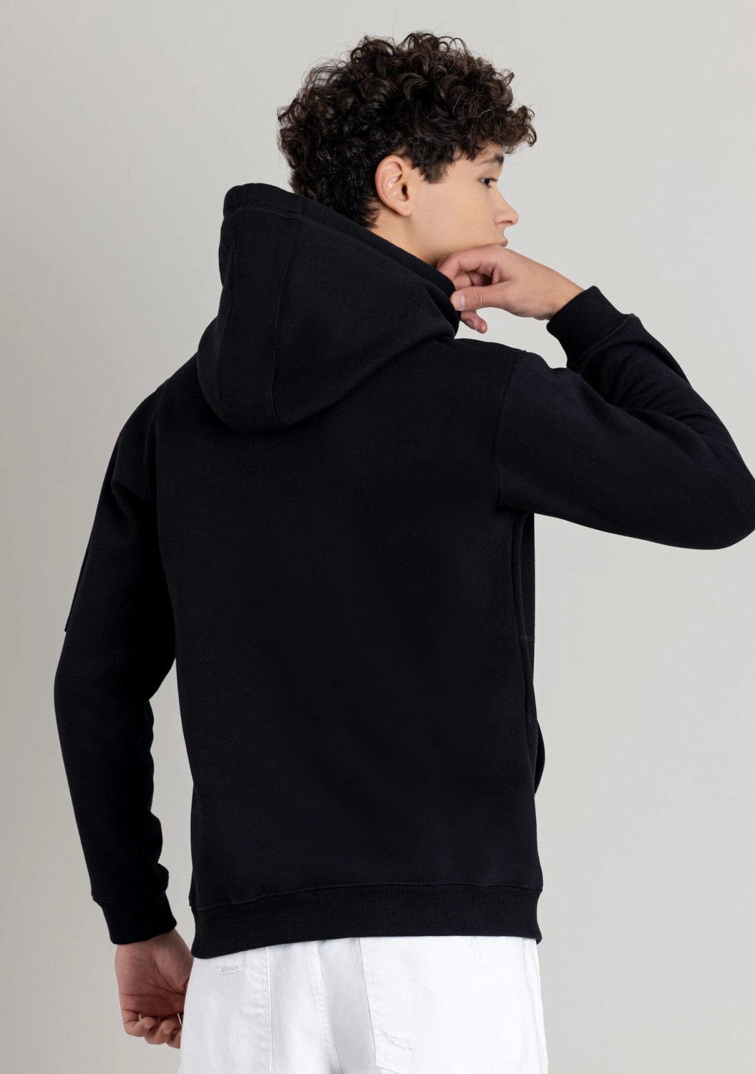 Black Regular Fit Men's Hooded Sweatshirt