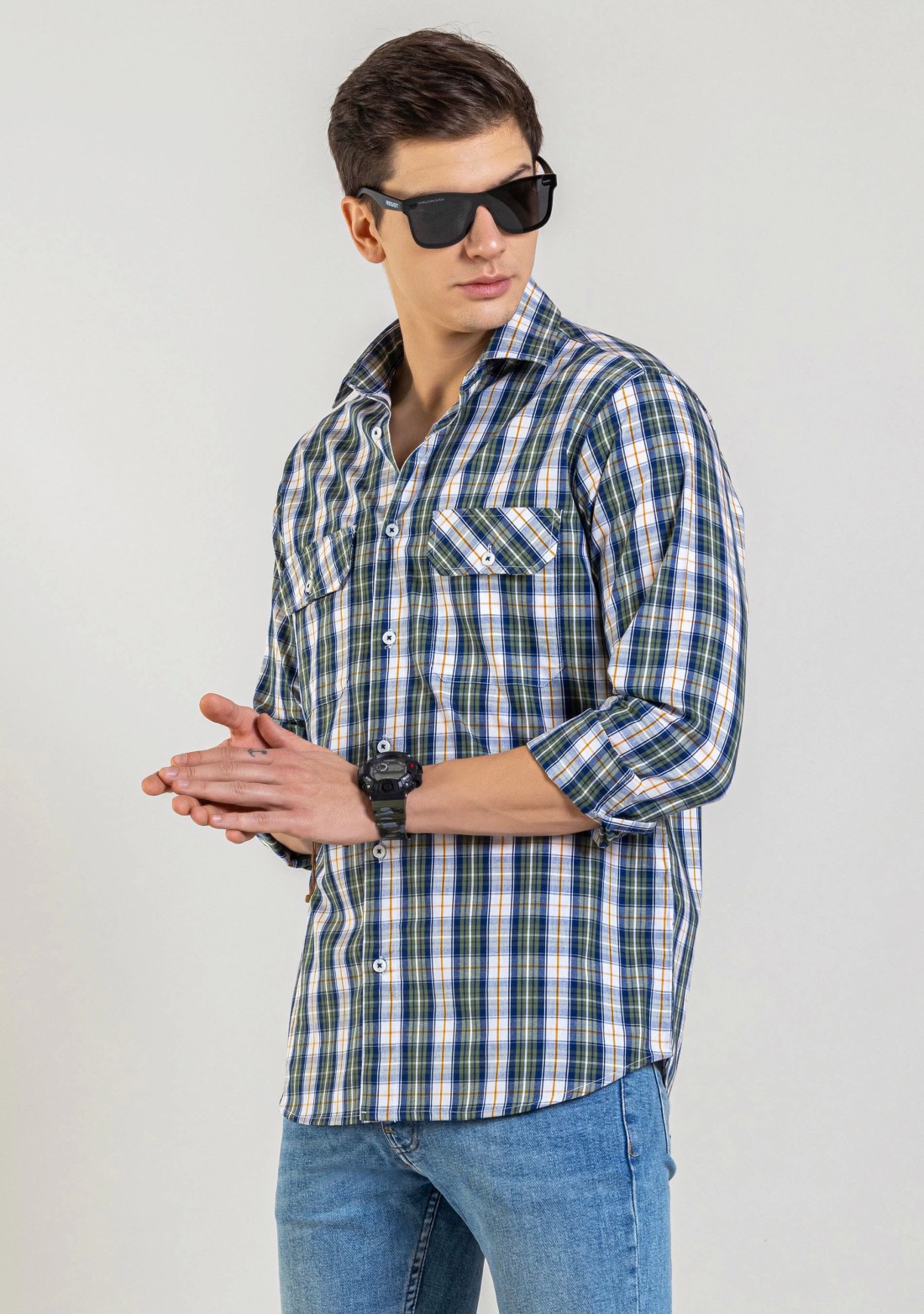 Multi Colour Regular Fit Men's Cotton Check Shirt